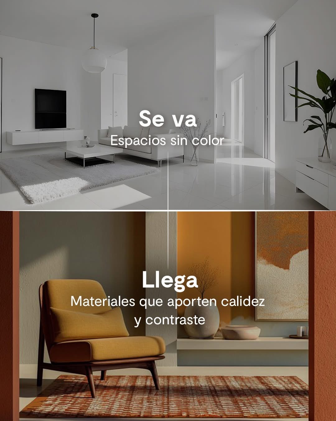 Interior con materiales cálidos y contrastes